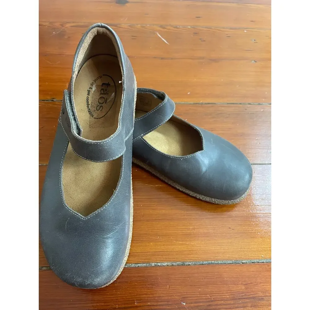 Taos Class Mary Jane Shoes EU 39, US 8-8.5 Gray Leather Comfort Flats Spain